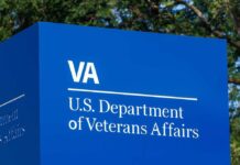 Blue VA US Department of Veterans Affairs sign