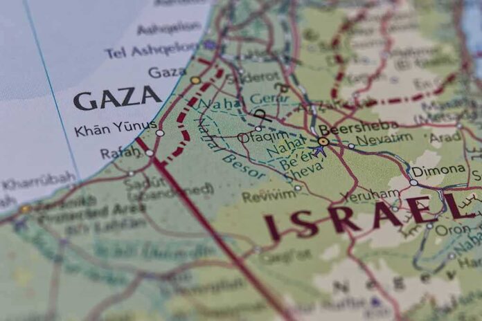 Map showing Gaza and southern Israel area