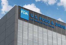 FDA building with blue logo and sky background