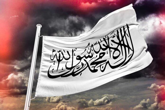 2031672134 featured image Flag with Arabic calligraphy against a dramatic sky