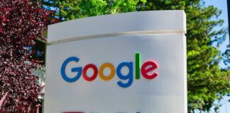 Google and YouTube sign with trees in background