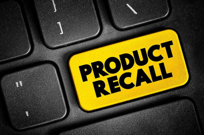Black keyboard with Product Recall yellow key.