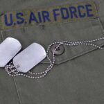 Close up of a US Air Force uniform with dog tags