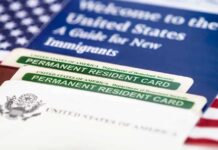 DOJ Launches Massive Citizenship Purge A guide for new immigrants alongside permanent resident cards and an American flag