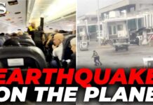 Passengers PANIC INSIDE PLANE at Venezuela's Maiquetia airport as earthquakes SHAKE THE CABIN