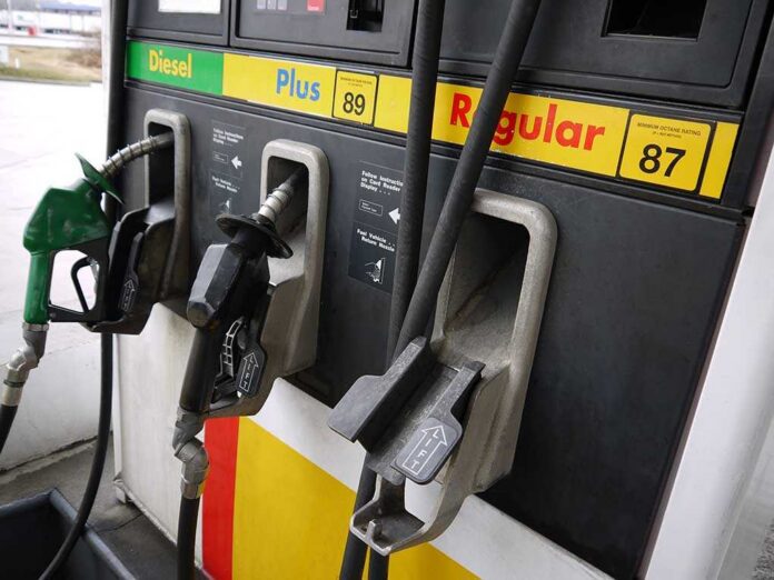 Close-up of a fuel pump with diesel and gasoline options