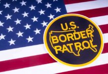 Migrant Killed By ICE Was Here LEGALLY! U.S. Border Patrol emblem on American flag