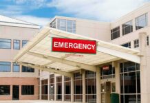Emergency room entrance at a modern hospital