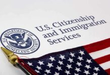 28 ILLEGAL MIGRANTS BAIL OUT OF VAN AFTER CRASH U.S. Citizenship and Immigration Services document with American flag