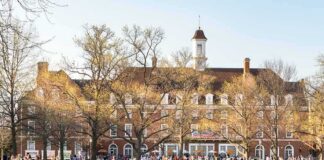 Frat House Horror Rocks University Students relaxing on a campus quad in front of a brick academic building