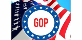 Convicted Sex Offender Leads Prayer at GOP Senate Candidate’s Rally GOP emblem over American flag