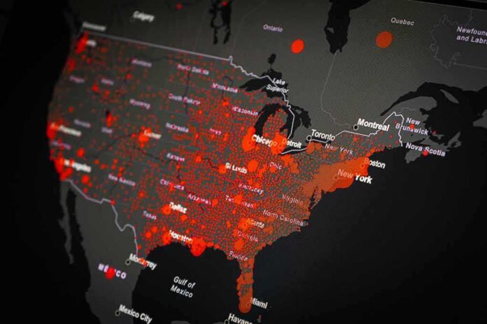 shutterstock_1699381477 United States map with red data points and clusters