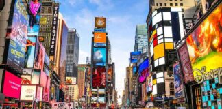 Mamdani Gives Pathetic Response To Times Square Murder Times Square street with yellow taxis and bright billboards
