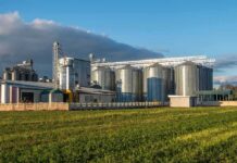 grain silos at an agricultural facility