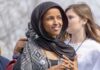 Omar’s Answer to If She Married Her Brother Is Jaw-Dropping Ilhan Omar wearing a black headscarf at an outdoor event