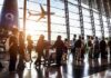 Chilling CCTV Footage Shows Airport Explosion Passengers queue inside an airport terminal at sunset