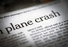 Newspaper headline about a plane crash